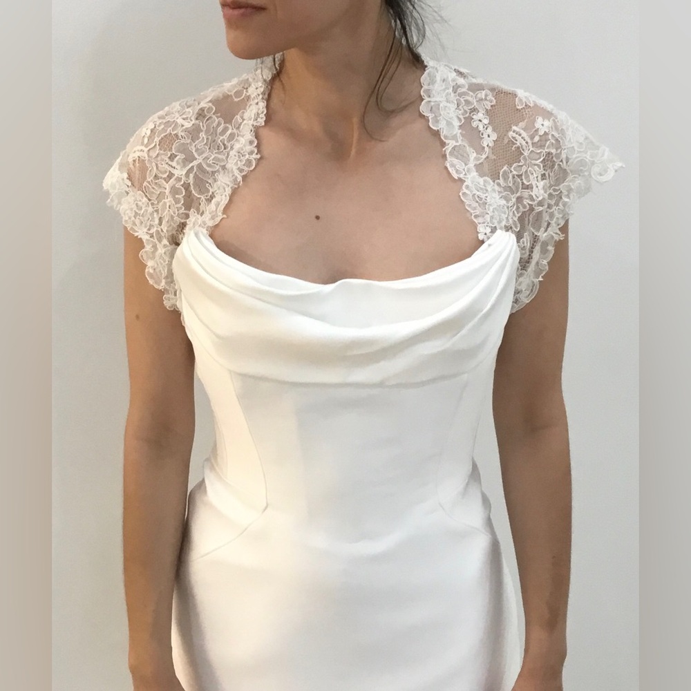 Alencon Lace Cap Sleeve Bridal Cover Up Jacket